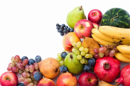 simsearch:400-03939805,k - lots of fresh and ripe fruits on white background with copy space Photographie de stock - Aubaine LD & Abonnement, Code: 400-04461445