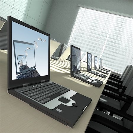 empty school chair - 3D rendering of an empty meeting room Stock Photo - Budget Royalty-Free & Subscription, Code: 400-04461799