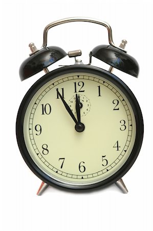 The black alarm clock is isolated on a white background Stockbilder - Microstock & Abonnement, Bildnummer: 400-04462253