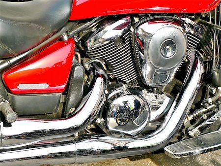 exhaust pipe - close up shot of a red motorbike  with shiny chromes Stock Photo - Budget Royalty-Free & Subscription, Code: 400-04462688