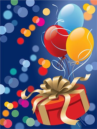 simsearch:400-04411980,k - Christmas present with balloons and glowing lights Fotografie stock - Microstock e Abbonamento, Codice: 400-04463814