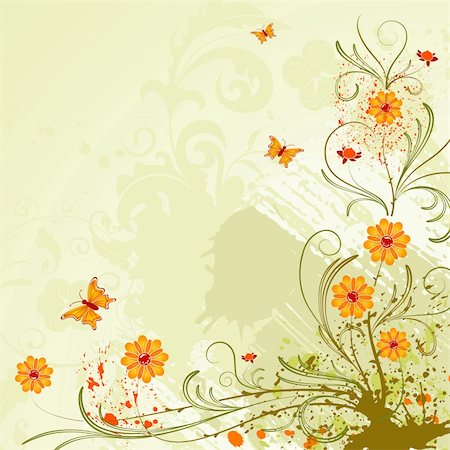 simsearch:400-04713447,k - Grunge paint flower background with butterfly, element for design, vector illustration Photographie de stock - Aubaine LD & Abonnement, Code: 400-04463986