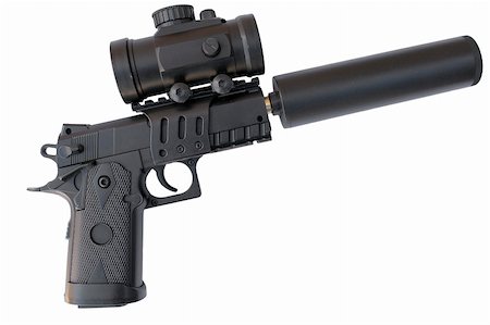 silencer - Pistol of airsoft with all its accessories Stock Photo - Budget Royalty-Free & Subscription, Code: 400-04474152