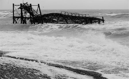 england brighton not people not london not scotland not wales not northern ireland not ireland - The collapsed and burned Brighton West Pier in a stormy weather. Stock Photo - Budget Royalty-Free & Subscription, Code: 400-04474785