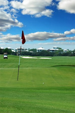 Golf ball on green of beautiful resort course. Foto de stock - Royalty-Free Super Valor e Assinatura, Número: 400-04475321