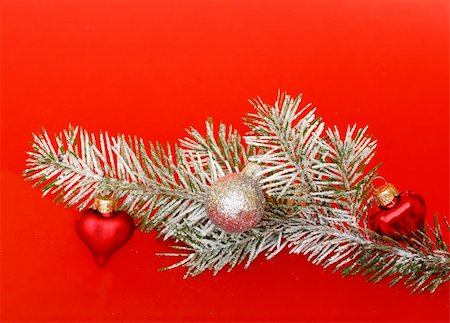 Christmas decoration on red background Stock Photo - Budget Royalty-Free & Subscription, Code: 400-04476400