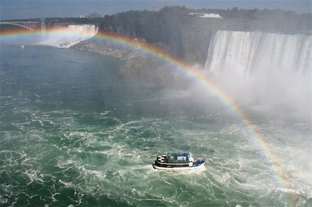 simsearch:400-07919399,k - The Maid of the Mist in the swell near Niagara Falls with a rainbow over head. Photographie de stock - Aubaine LD & Abonnement, Code: 400-04476487
