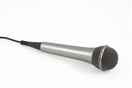 simsearch:400-04348398,k - Grey microphone On A White Background Fotografie stock - Microstock e Abbonamento, Codice: 400-04476694