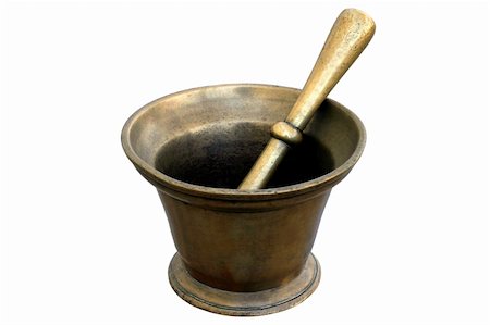 Mortar and pestle used daily in a French pharmacy.  The aging is real. Photographie de stock - Aubaine LD & Abonnement, Code: 400-04476810