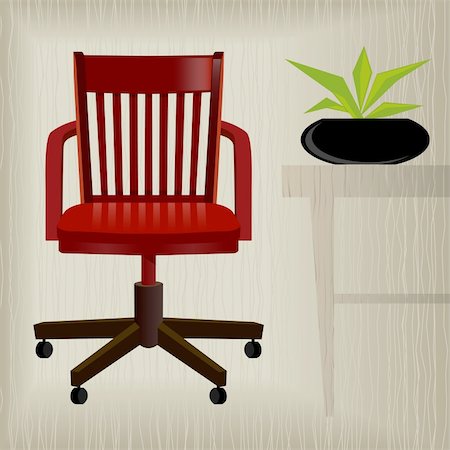 Vintage/retro red office chair with a stylish background; easy-edit layered file makes changing the chair color simple. Stock Photo - Budget Royalty-Free & Subscription, Code: 400-04476991