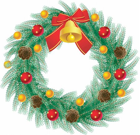 simsearch:400-06477568,k - vector illustration - Beautifully decorated christmas wreath Stockbilder - Microstock & Abonnement, Bildnummer: 400-04477153