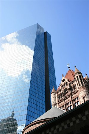 Boston's John Hancock Tower and Trinity Church. Stock Photo - Budget Royalty-Free & Subscription, Code: 400-04477426