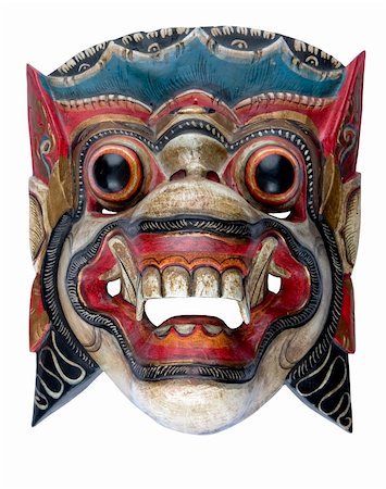 decorative woodcarving - A Balinese Barong mask isolated on white Stock Photo - Budget Royalty-Free & Subscription, Code: 400-04477434