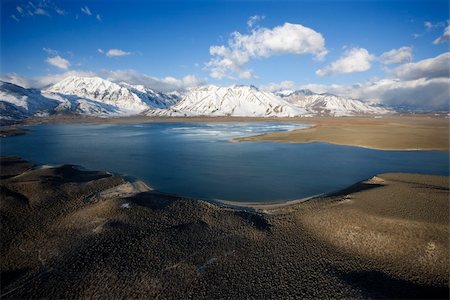 simsearch:400-04169658,k - Aerial landscape of lake and mountains at Lake Crowley, California. Stock Photo - Budget Royalty-Free & Subscription, Code: 400-04477647