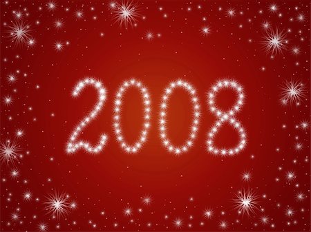 2008 drawn by white stars over red background Stock Photo - Budget Royalty-Free & Subscription, Code: 400-04477749