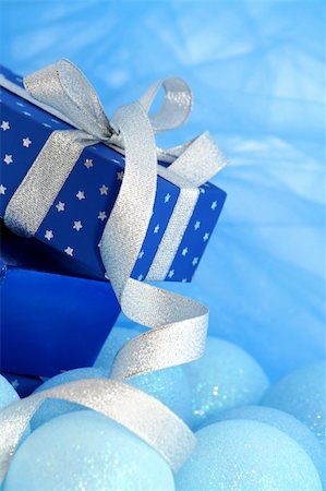 simsearch:400-04329029,k - Christmas Gifts /  blue and silver it is a classical combination Stock Photo - Budget Royalty-Free & Subscription, Code: 400-04477894