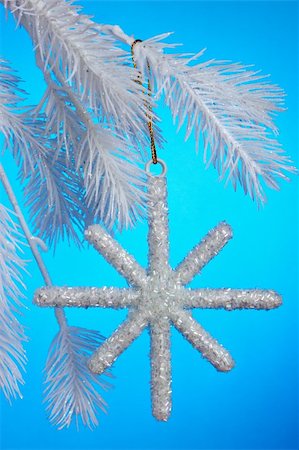 Snowflake hanging on white tree branch Stock Photo - Budget Royalty-Free & Subscription, Code: 400-04477896