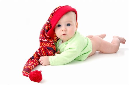 simsearch:400-05041038,k - a little baby in a large red hut portrait isolated on white Foto de stock - Super Valor sin royalties y Suscripción, Código: 400-04478060