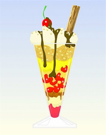Editable vector illustration of dessert in a tall glass Foto de stock - Super Valor sin royalties y Suscripción, Código: 400-04478800