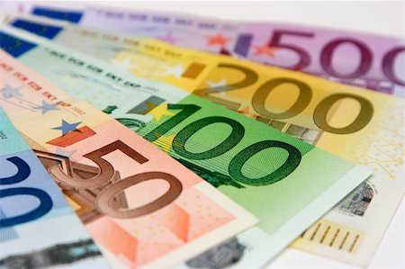 The "big" Euro banknotes, close-up with shallow depth-of-field; focus on the 100 Euro banknote Stock Photo - Budget Royalty-Free & Subscription, Code: 400-04479153