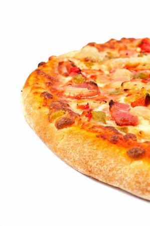 simsearch:400-04745754,k - Tasty Italian pizza withs soft shadow on white background. Shallow DOF Fotografie stock - Microstock e Abbonamento, Codice: 400-04479187