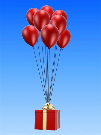 red blue birthday balloon clipart - 3d rendered illustration of flying red balloons with present Stock Photo - Budget Royalty-Free & Subscription, Code: 400-04479764