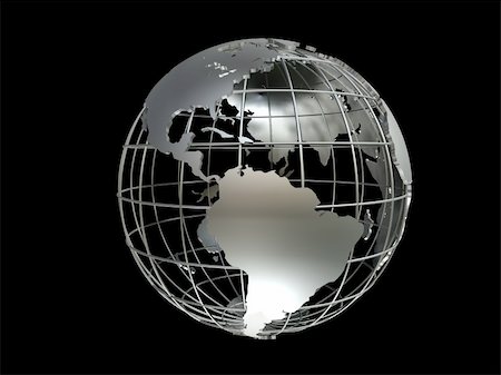 simsearch:400-03954884,k - 3d rendered illustration of a silver globe model on a black background Photographie de stock - Aubaine LD & Abonnement, Code: 400-04479810