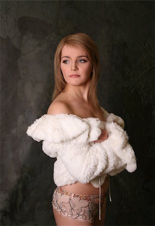 simsearch:400-03955325,k - Portrait of the fine woman in underwear and a fur coat Stock Photo - Budget Royalty-Free & Subscription, Code: 400-04479918