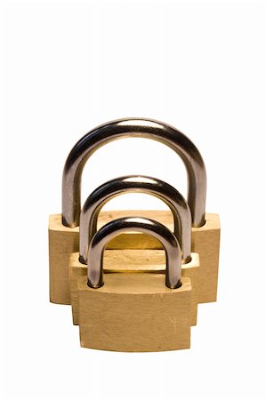 Three padlocks of different size isolated on white Stock Photo - Budget Royalty-Free & Subscription, Code: 400-04479976