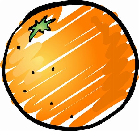 sketchy - Sketch of an orange. Hand-drawn lineart look illustration rough sketchy coloring Stock Photo - Budget Royalty-Free & Subscription, Code: 400-04470014