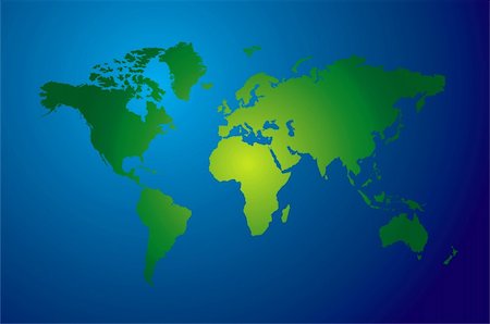 World map with the land in green and oceans in blue Stock Photo - Budget Royalty-Free & Subscription, Code: 400-04470143