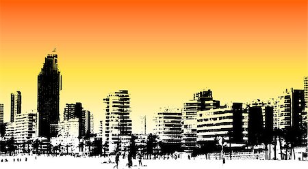 Coastline of Benidorm, Spain grunge style Stock Photo - Budget Royalty-Free & Subscription, Code: 400-04470415