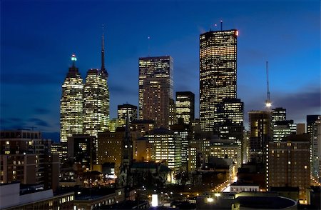 simsearch:400-07578389,k - Downtown Toronto at night Stock Photo - Budget Royalty-Free & Subscription, Code: 400-04471214