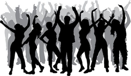 simsearch:400-04973061,k - Silhouettes of lots of people dancing Photographie de stock - Aubaine LD & Abonnement, Code: 400-04471415
