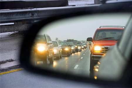 pictures of traffic jams in rain - Feflection of a traffic jam in a sideview mirror Stock Photo - Budget Royalty-Free & Subscription, Code: 400-04471466