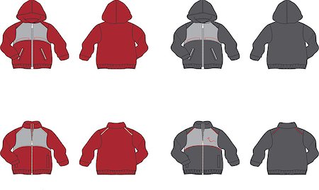 Outdoor jacket with and without hood. Front and back view. vector graphics, unlimited enlargement Stock Photo - Budget Royalty-Free & Subscription, Code: 400-04471510