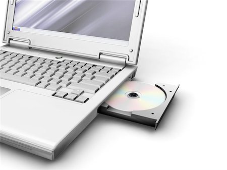 simsearch:400-04474827,k - 3D render of a generic laptop with cd drive open Fotografie stock - Microstock e Abbonamento, Codice: 400-04471907