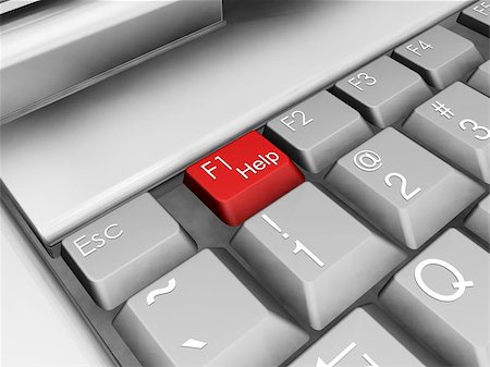 simsearch:400-04474827,k - 3D render of a laptop keyboard with focus on red help key Fotografie stock - Microstock e Abbonamento, Codice: 400-04471908