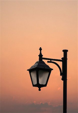 electricity city sun - vintage streetlamp at sunset Stock Photo - Budget Royalty-Free & Subscription, Code: 400-04472787