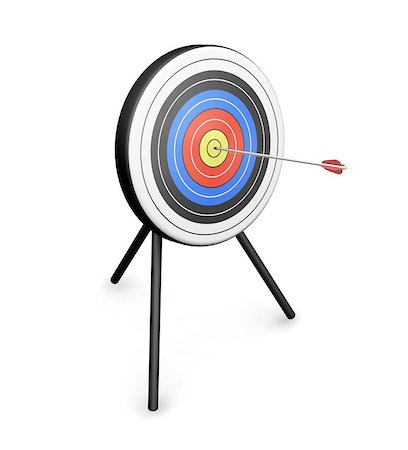 3D render of an arrow hitting bullseye on a target Stock Photo - Budget Royalty-Free & Subscription, Code: 400-04472783