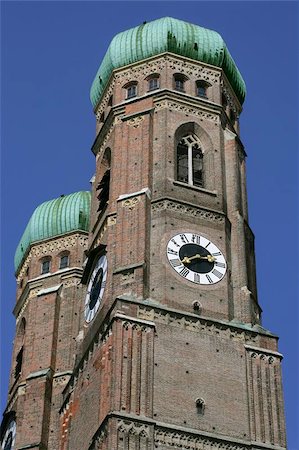 The two dome towers of Frauenkirche in Munich, Germany. Stock Photo - Budget Royalty-Free & Subscription, Code: 400-04472812