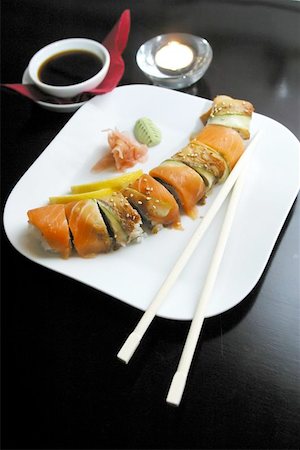 shrimp beans - Sushi on black table Stock Photo - Budget Royalty-Free & Subscription, Code: 400-04472853