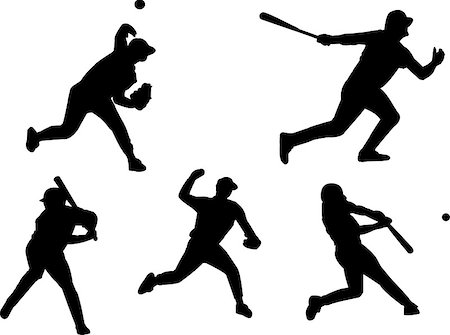 simsearch:400-05683460,k - baseball silhouettes , can be used separately Photographie de stock - Aubaine LD & Abonnement, Code: 400-04473664
