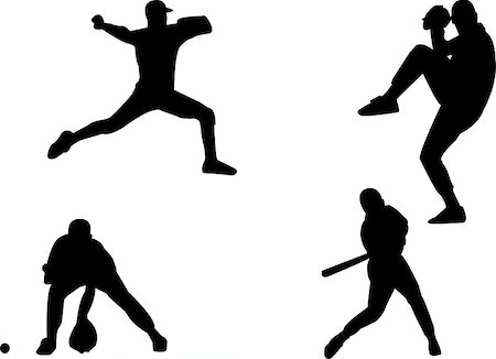 simsearch:400-04385920,k - baseball silhouettes, each can be used separately Stock Photo - Budget Royalty-Free & Subscription, Code: 400-04473665