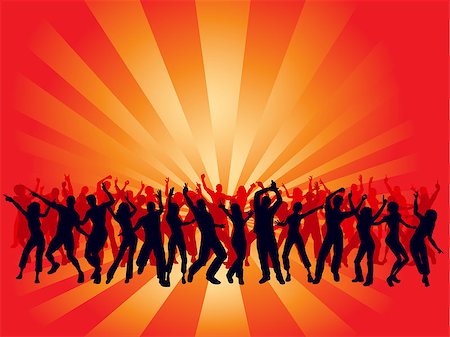 Silhouettes of lots of people dancing Stock Photo - Budget Royalty-Free & Subscription, Code: 400-04473896