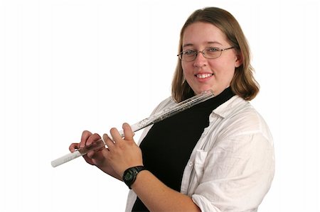 flutist (female) - a young college student learning to play the flute Stock Photo - Budget Royalty-Free & Subscription, Code: 400-04484128
