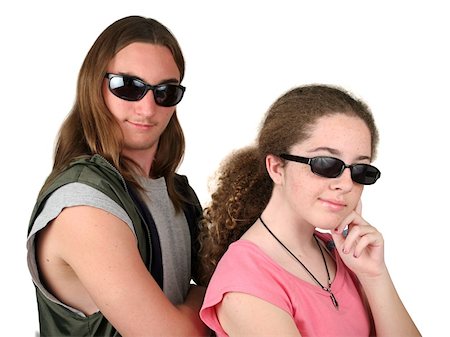 two teens wearing sunglasses and looking cool Stock Photo - Budget Royalty-Free & Subscription, Code: 400-04484142