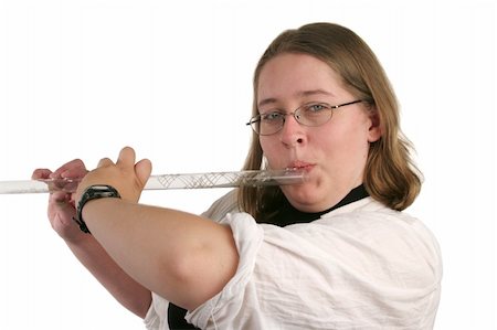 flutist (female) - A college aged student learning to play a glass flute. Stock Photo - Budget Royalty-Free & Subscription, Code: 400-04484158