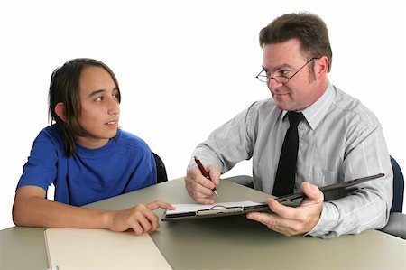 A student and teacher going over the student's permanent record. Stock Photo - Budget Royalty-Free & Subscription, Code: 400-04484721