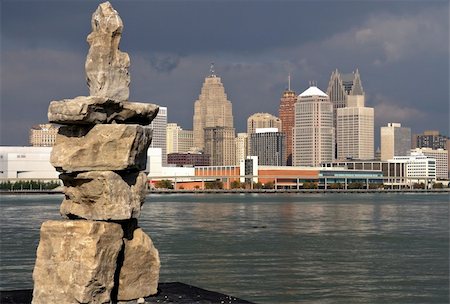 détroit - Rock Sculpture in Odette Sculpture Park in Windsor, ON. Pithy and ironic. Natural vs. man-made Stock Photo - Budget Royalty-Free & Subscription, Code: 400-04485798